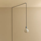 Plug-in pendant with opal globe bulb, stainless steel, unlit