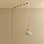 Plug-in pendant with opal oval bulb, brass, unlit