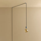 Plug-in pendant with small tinted sculptural bulb, stainless steel, unlit