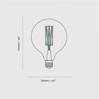 Plug-in pendant with tinted glass globe bulb, graphite, bulb dimension drawing