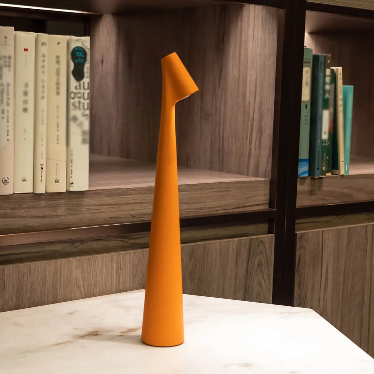 Slim cone cordless table lamp, Short, 33cm, Orange