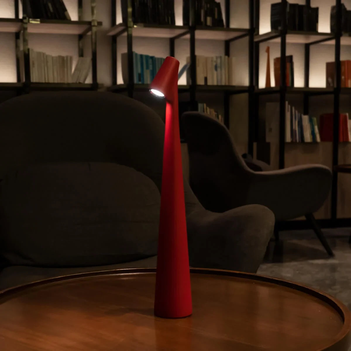 Slim cone cordless table lamp, Short, 33cm, Red