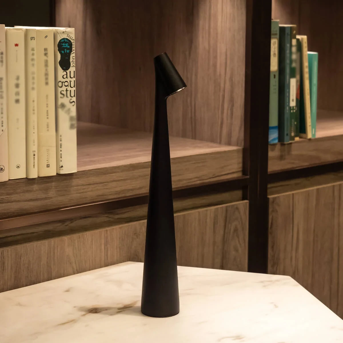 Slim cone cordless table lamp, Tall, 43cm, Black