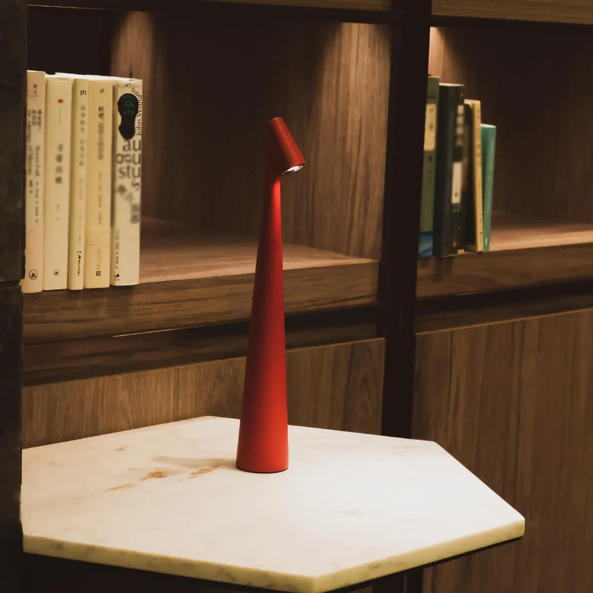 Slim cone cordless table lamp, Tall, 43cm, Red