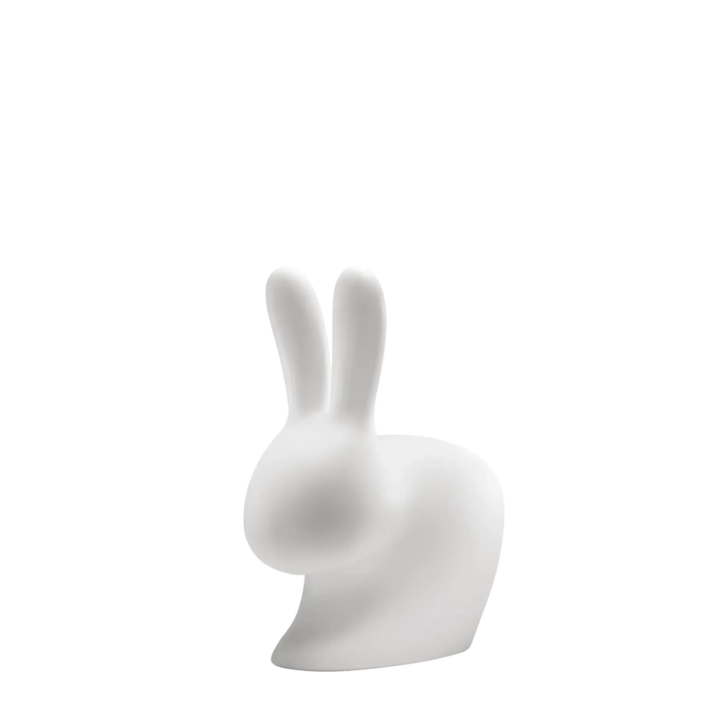 Cordless rabbit table lamp, translucent, side view, unlit