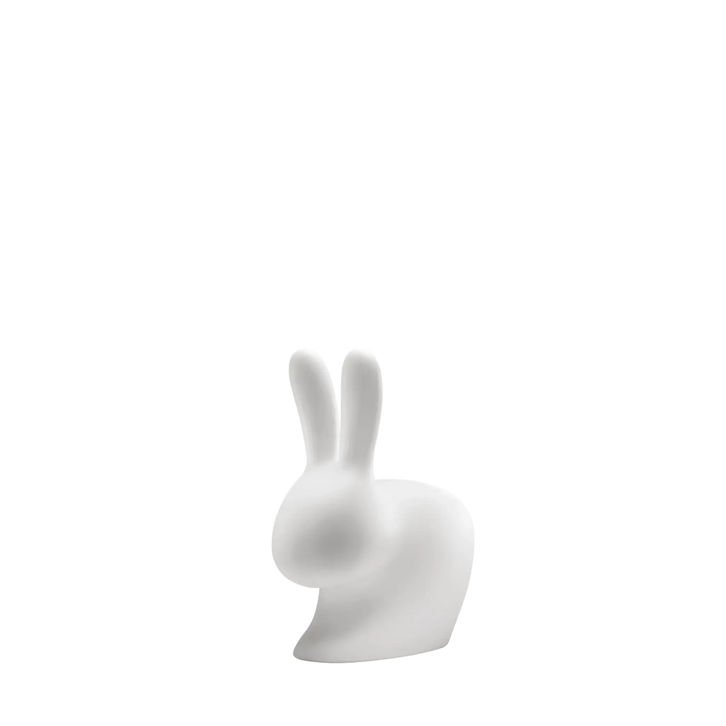 Mini cordless rabbit table lamp, translucent, side view, unlit