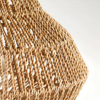 Woven rattan pendant light, close-up of the shade