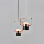 Rectangular frame LED pendant, pair at different heights