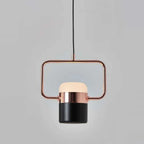Rectangular frame LED pendant, close-up