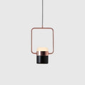 Rectangular frame LED pendant, portrait, on a pale background