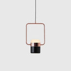 Rectangular frame LED pendant, portrait, on a pale background