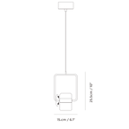 Rectangular frame LED pendant, portrait, dimension drawing