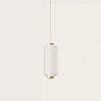 Ribbed capsule LED pendant, with aged gold details