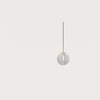 Ribbed glass globe pendant, on a long cable