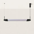 Ribbed glass oval loop linear LED pendant, in textured matte black