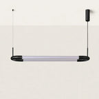 Ribbed glass oval loop linear LED pendant, in textured matte black