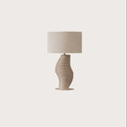 Ribbed sculptural glass table lamp, in taupe, with a drum shade (not included)