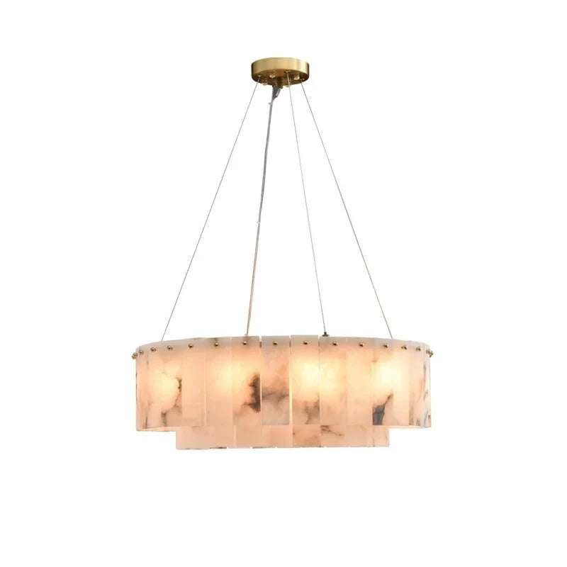 Stone-effect ring chandelier, 45cm, on a white background