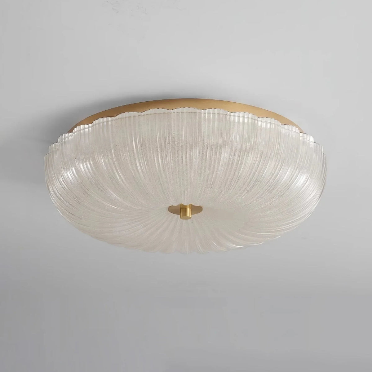 Ripple glass flush ceiling light, unlit, close-up