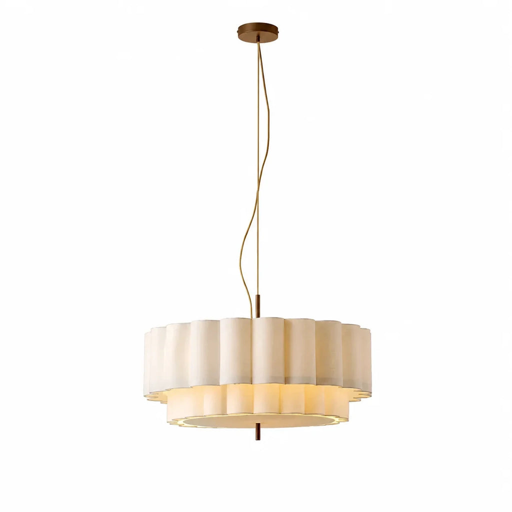 Layered ripple pendant light in white, White, 55cm