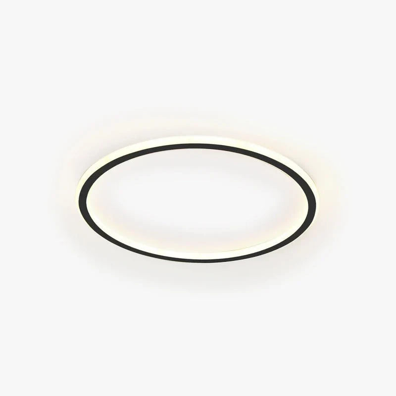Round LED ring flush ceiling light, in black