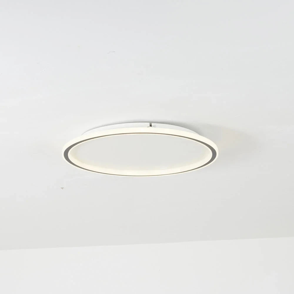 Round LED ring flush ceiling light, in white