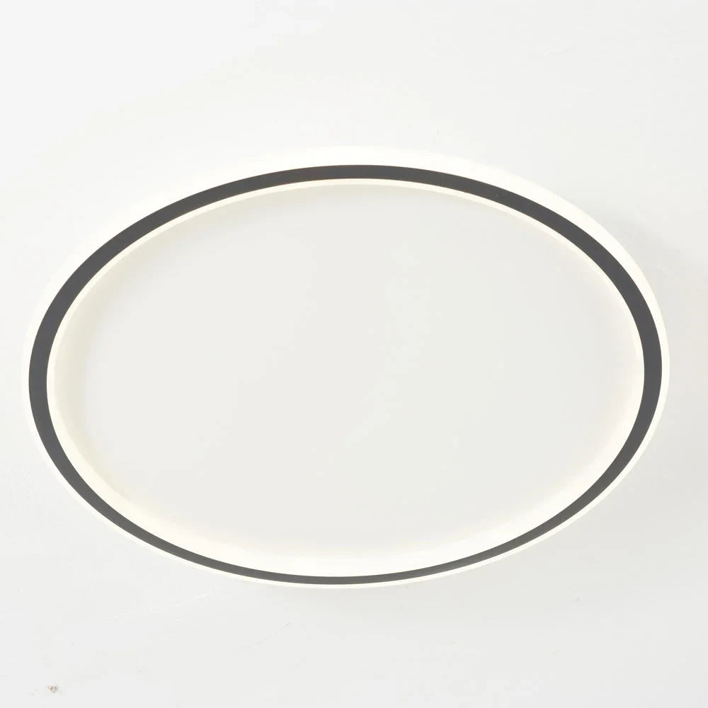 Round LED ring flush ceiling light, in black
