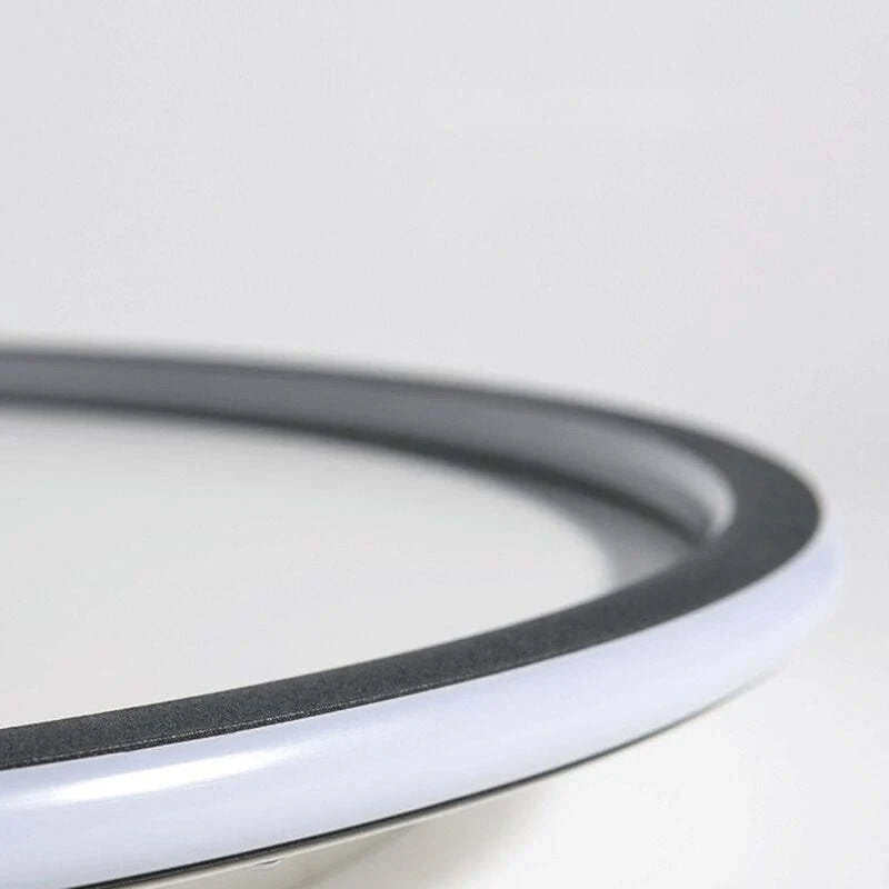 Round LED ring flush ceiling light, close-up