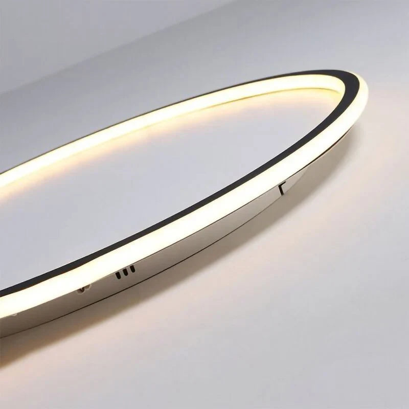 Round LED ring flush ceiling light, close-up