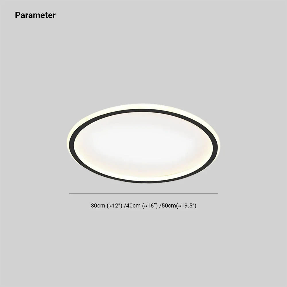 Round LED ring flush ceiling light, with measurements