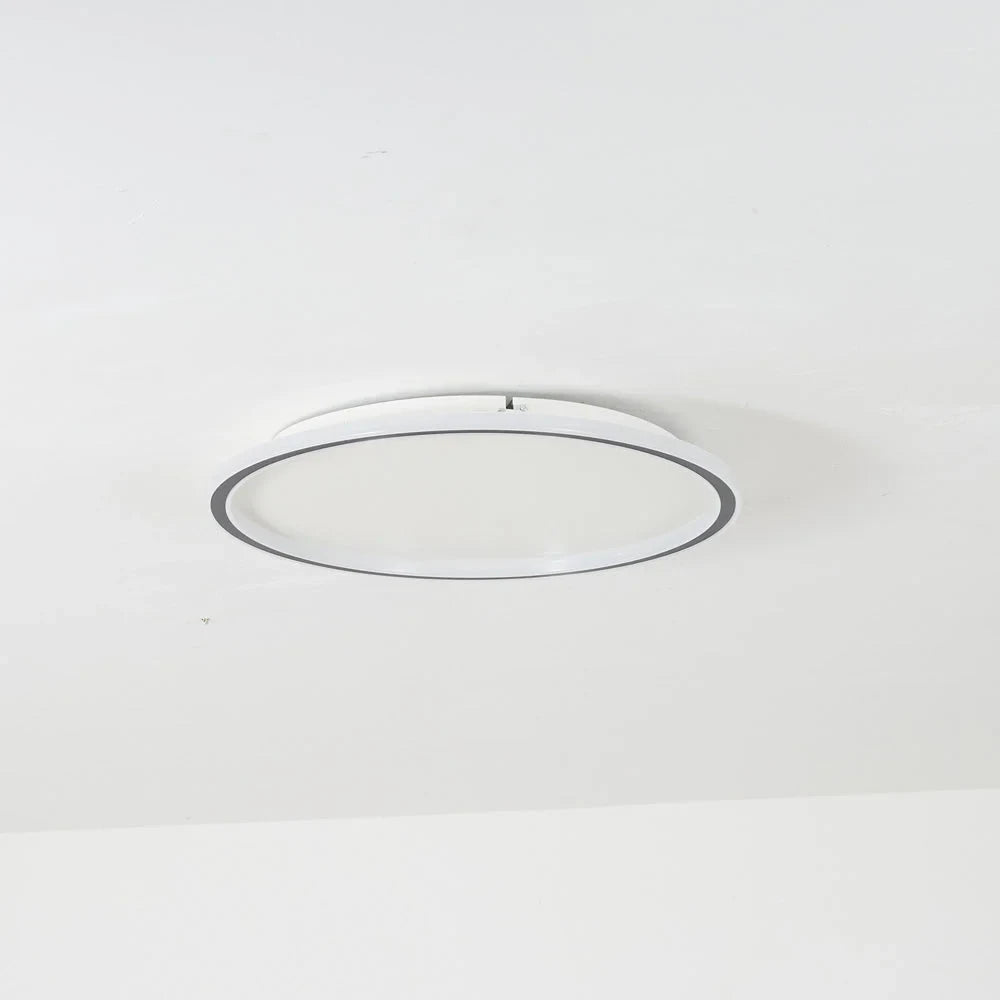 Round LED ring flush ceiling light, in white