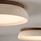 Round travertine flush ceiling light
