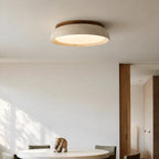 Round travertine flush ceiling light