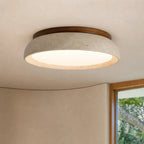Round travertine flush ceiling light, Travertine, 30cm wide