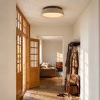 Round travertine flush ceiling light