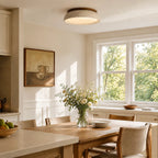 Round travertine flush ceiling light