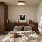Round travertine flush ceiling light