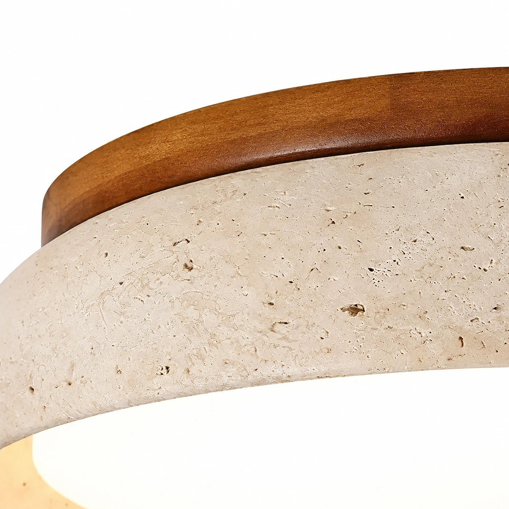 Round travertine flush ceiling light