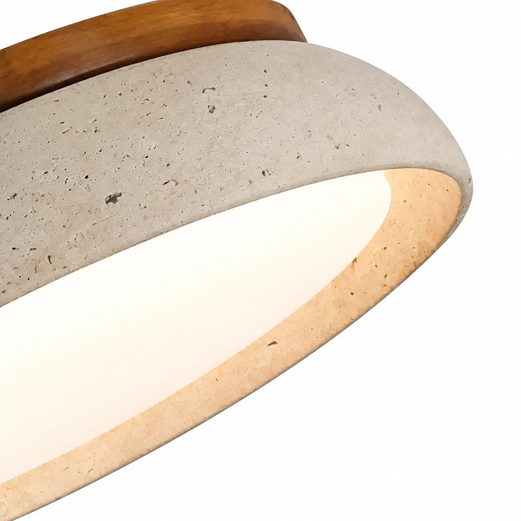 Round travertine flush ceiling light
