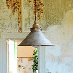 Rustic patina cone pendant light, Silver