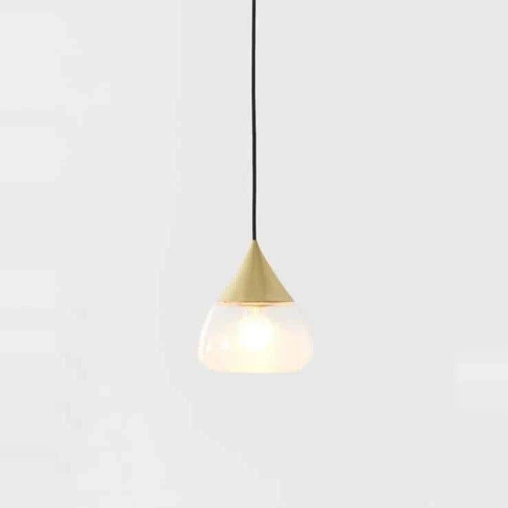 Sandblasted glass cone pendant, with champagne gold cap