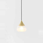 Sandblasted glass cone pendant, with champagne gold cap