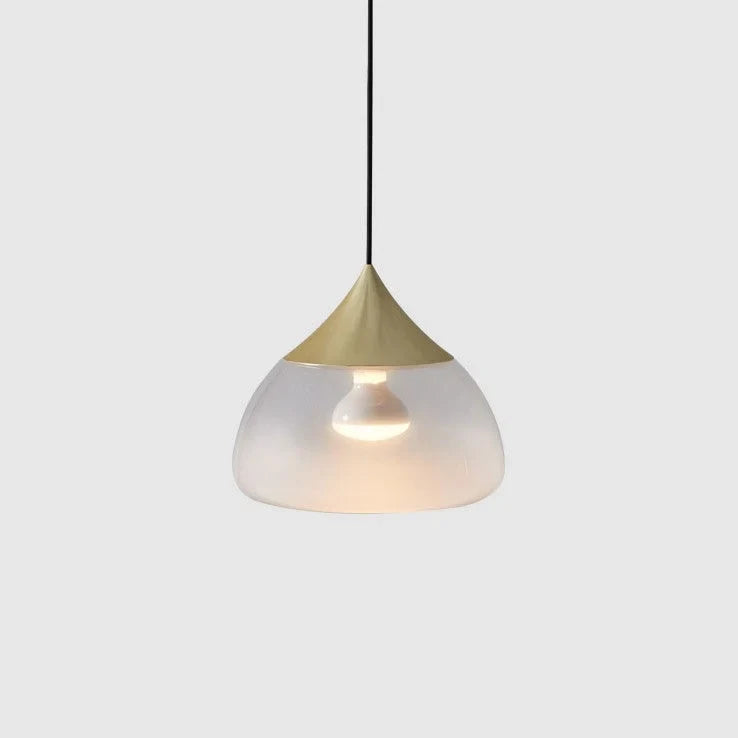 Sandblasted glass pendant, in champagne gold