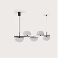 Scalloped opal glass linear pendant, in matte black