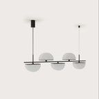 Scalloped opal glass linear pendant, in matte black