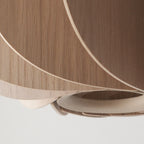Sculptural white oak pendant, detail of the fin edges from below