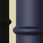 Segmented ceramic column table lamp, close-up of a navy jointed section