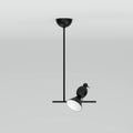 Single-bird T-bar pendant, in black with a white reflector