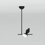 Single-bird T-bar pendant, in black with a white reflector