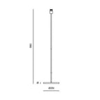 Slim column floor lamp with marble base, dimension drawing